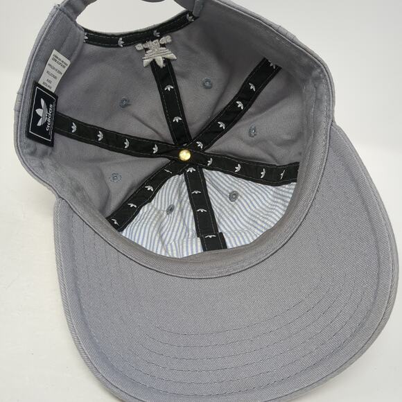 Adidas Trefoil Slideback Hat Gray One Size Embroidered Vent Holes - Picture 7 of 9